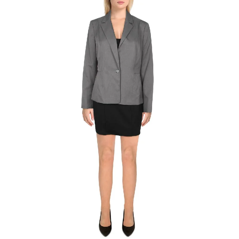 luxury designer winter coat for women -Le Suit Womens Petites Woven Herringbone One-Button Blazer