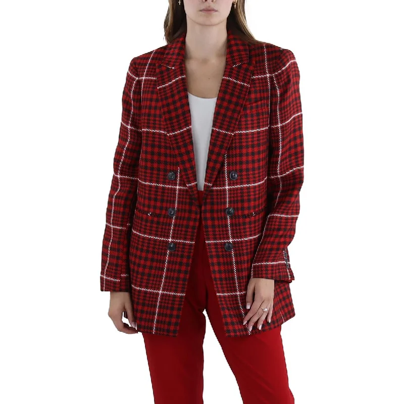 waterproof windproof raincoat for women -Tahari ASL Womens Houndstooth Topper Double-Breasted Blazer