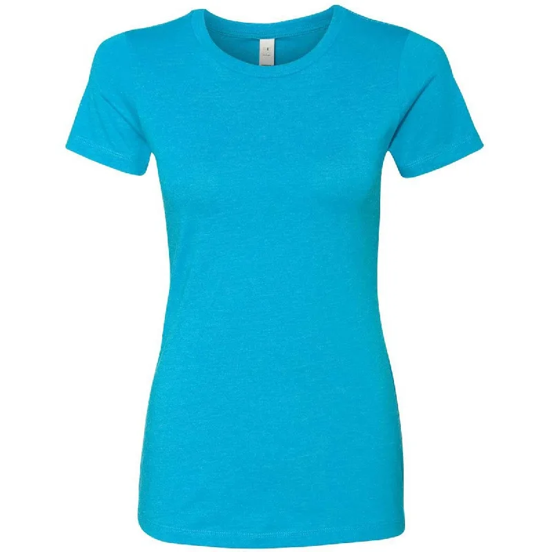 classic polo collar blouse for women -Next Level Women's Turquoise CVC Crew Tee