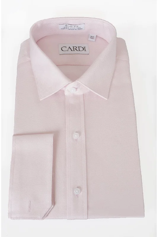 stylish wrap top for ladies -"Jamison" Pink Twill Spread Collar Dress Shirt