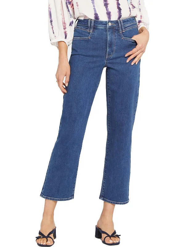 super soft jegging-style jeans for ladies -Womens Ankle Relaxed Straight Leg Jeans