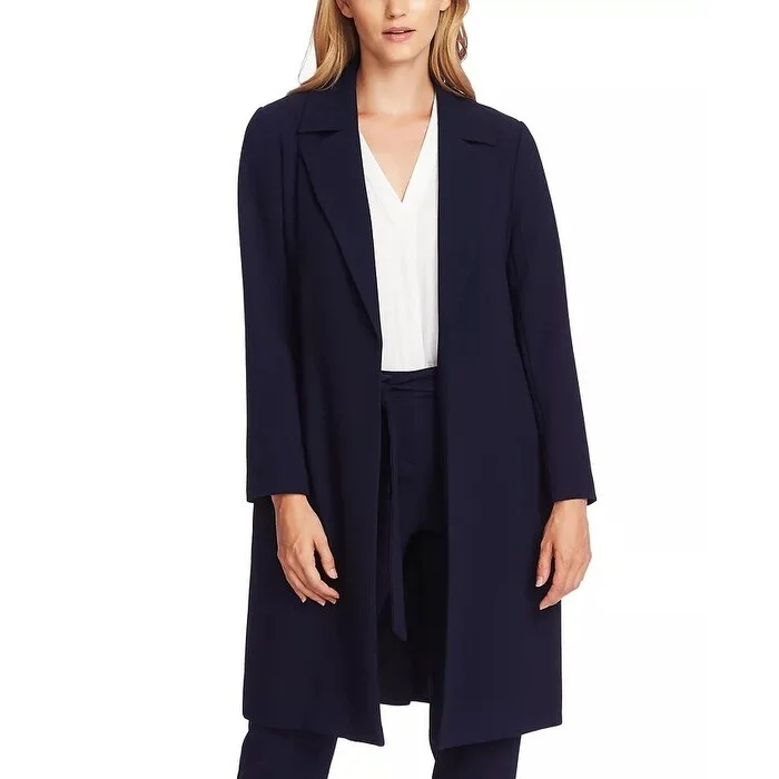 classic women's wool coat -Vince Camuto Women's Collar Long Parisian Crepe Jacket Blue Size XS - X-Small