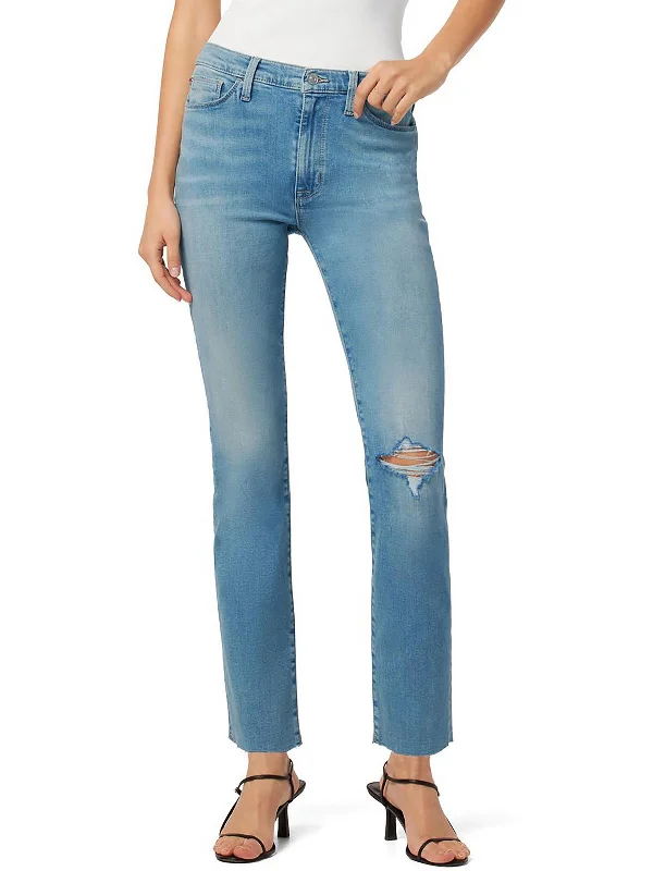 ladies' cropped denim pants -Blair Womens High-Rise Straight Leg Cropped Jeans