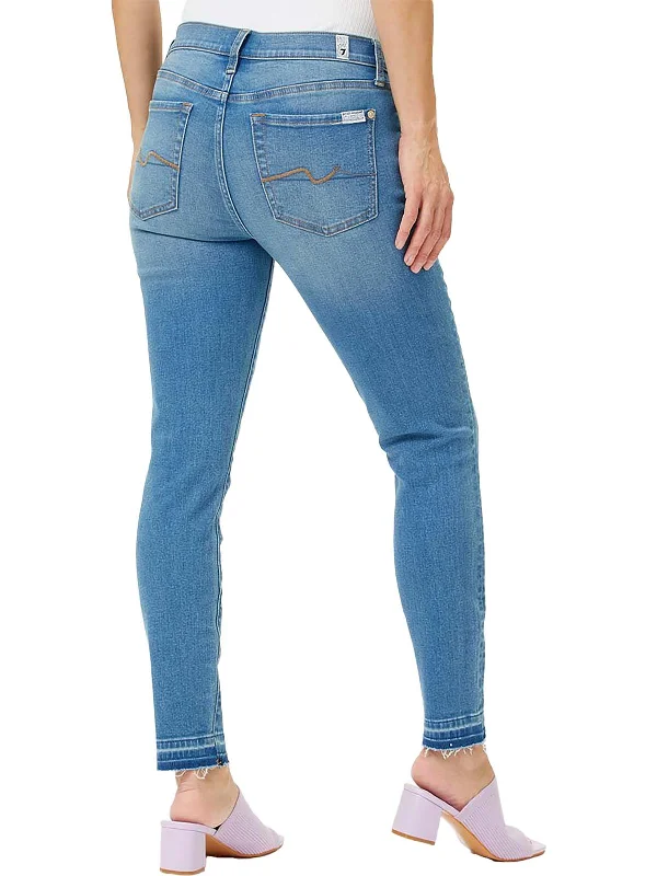 stylish button-up fly jeans for women -Gwenevere Womens Mid-Rise Ankle Skinny Jeans