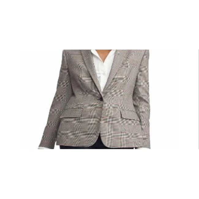 women's slim fit blazer -Ralph Lauren Women's Printed Suit Jacket Gray Size 8