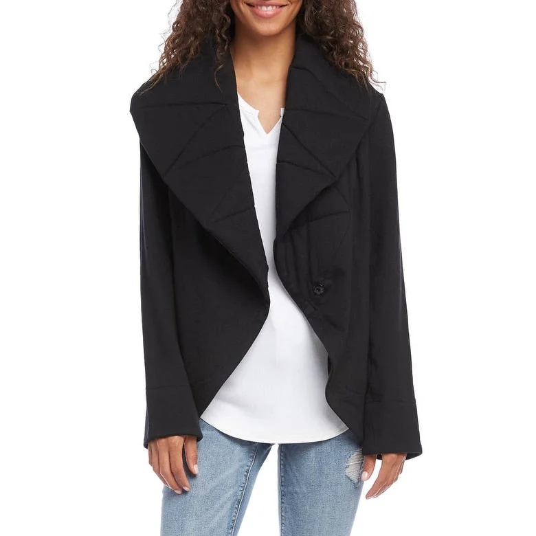 ladies' wool overcoat -Karen Kane Women's Cotton/Rayon Quilted Jacket Black Size Medium