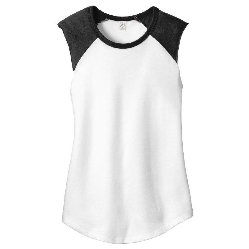 chic pleated detail top for ladies -Alternative Women's White/Black Team Player Vintage 50/50 Tee