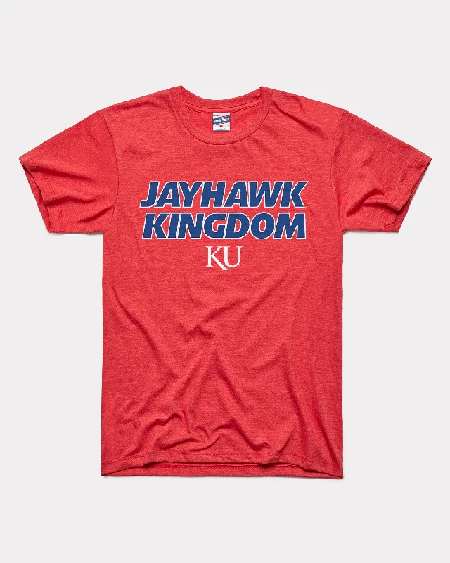 ladies' henley button t-shirt -Kansas Jayhawk Kingdom Red T-Shirt