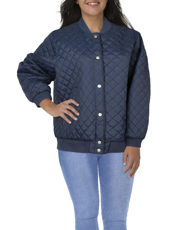 versatile casual coat for women -Plus Womens Shearling Lined Quilted Bomber Jacket