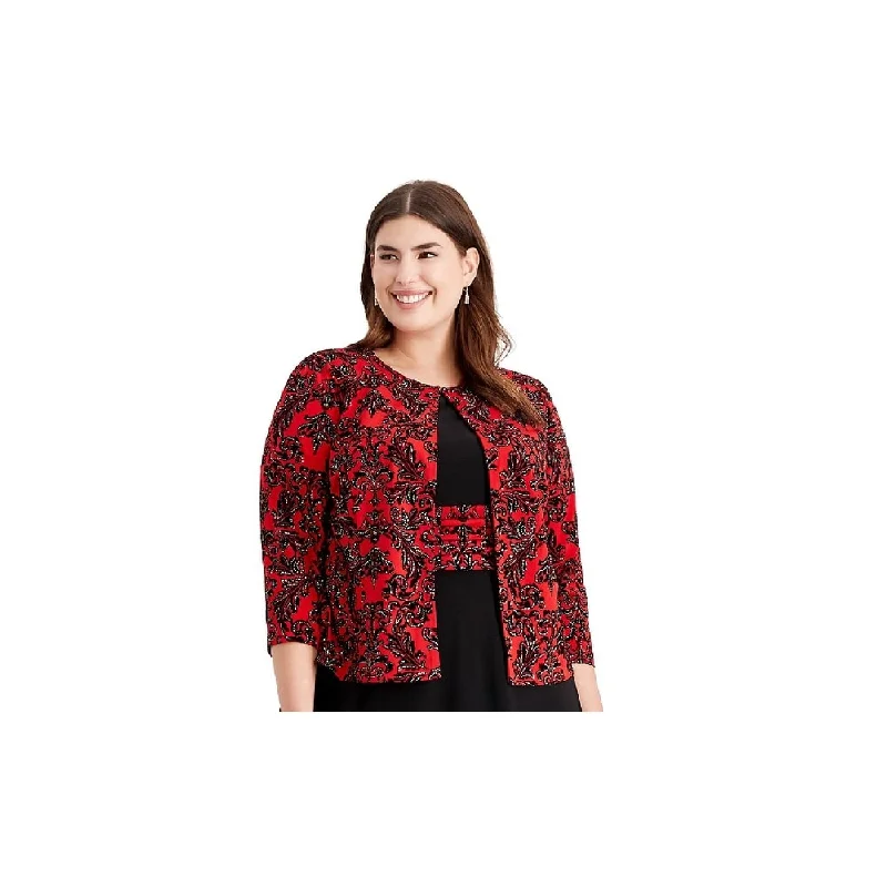 elegant wool cape for women -Jessica Howard Women's Plus Size Glitter Jacket Red Size 14W