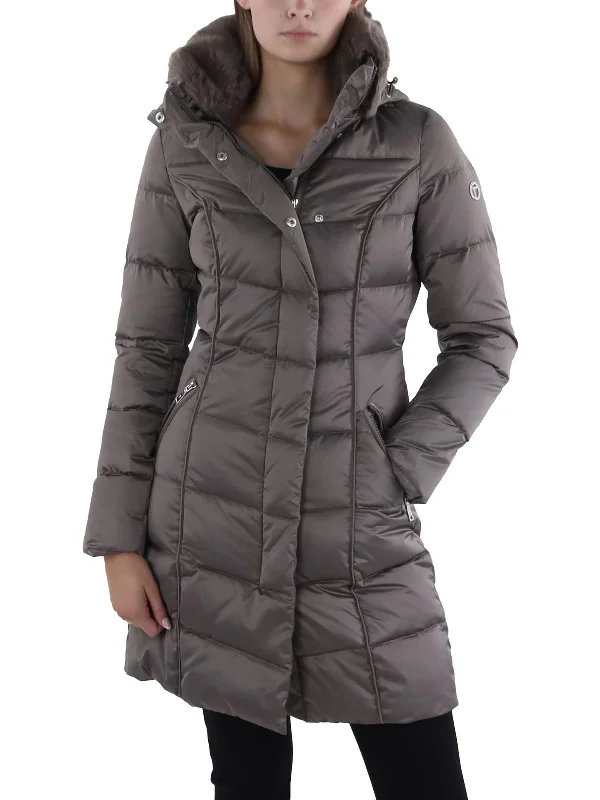 waterproof windproof raincoat for women -Womens Insulated Faux Fur Collar Puffer Jacket