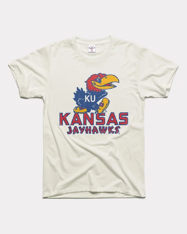 trendy puff sleeve crop top for ladies -Kansas Jayhawks Heyday Vintage White T-Shirt