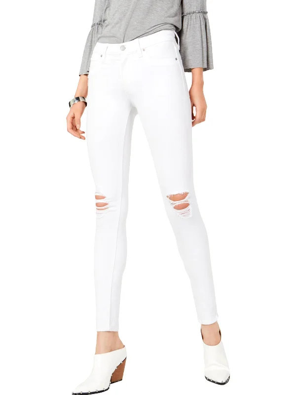 ripped high-waisted jeans for women -Nico Womens Denim Skinny Leg Ankle Jeans