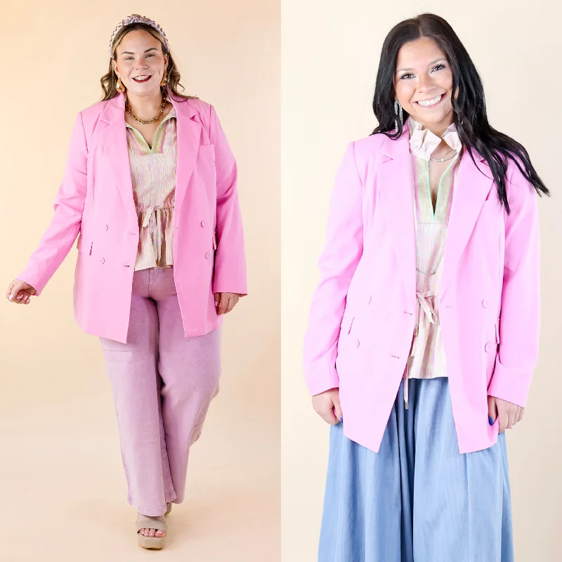 women's faux fur coat -Emily McCarthy | Bristol Blazer in Bon Bon (Pink)