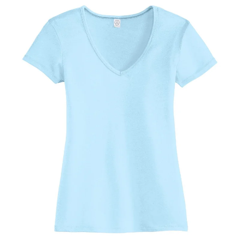 women's twist-front blouse -Alternative Women's Blue Sky The Keepsake V-Neck Vintage 50/50 Tee