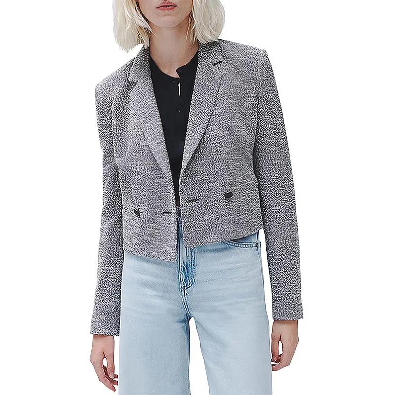 ladies' fleece zip-up jacket -Rag & Bone Womens Josie Italian Tweed Suit Separate Double-Breasted Blazer