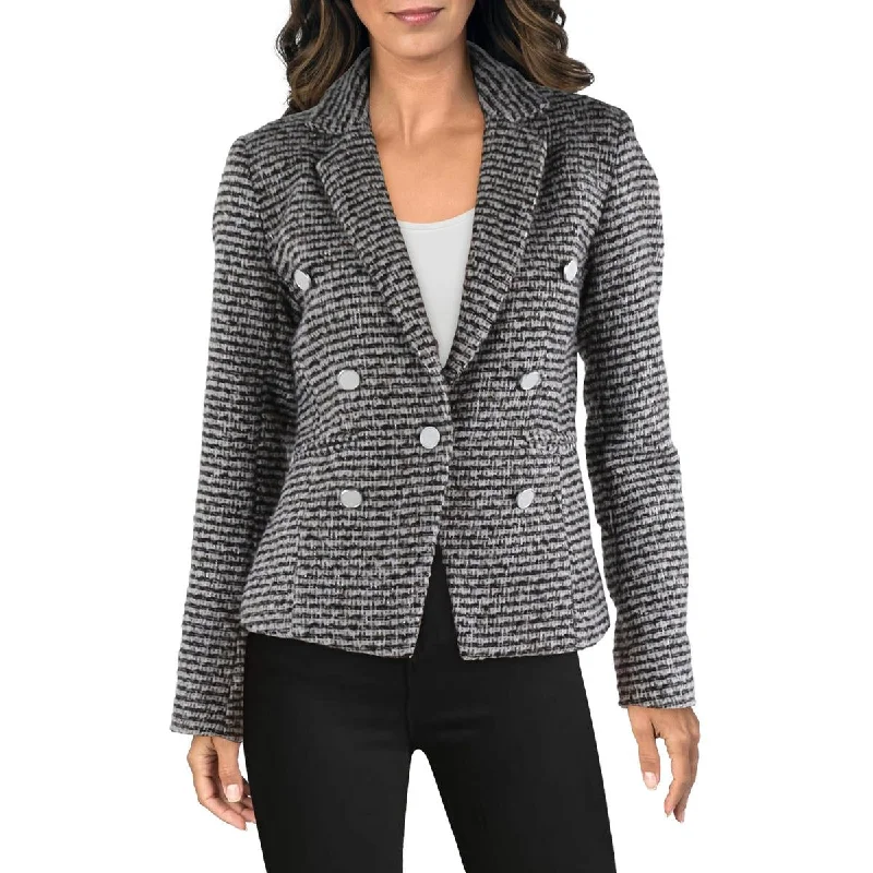 ladies' wool overcoat -Crosby Womens Tweed Notch Collar Double-Breasted Blazer