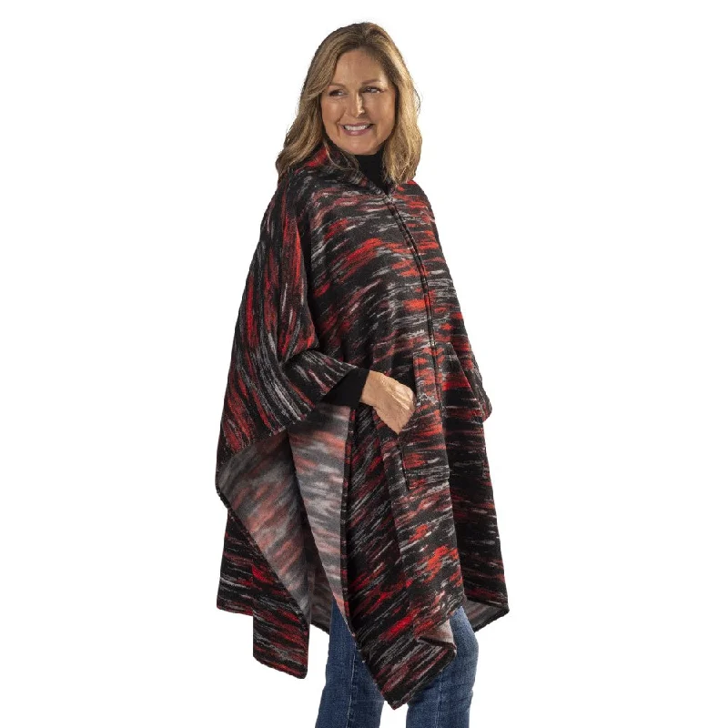 ladies' wool overcoat -Space Dye Sweater Knit Fleece Poncho