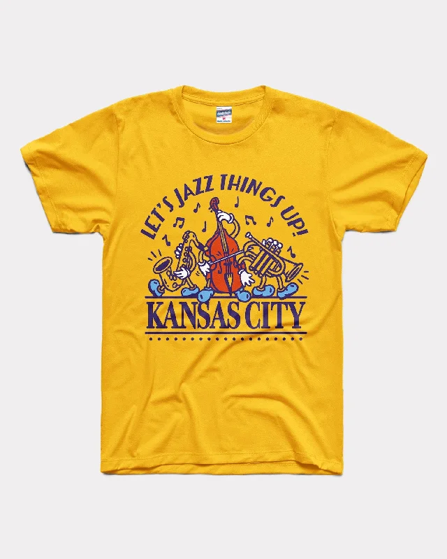 ladies' cold-shoulder top -Let's Jazz Things Up Kansas City Gold T-Shirt