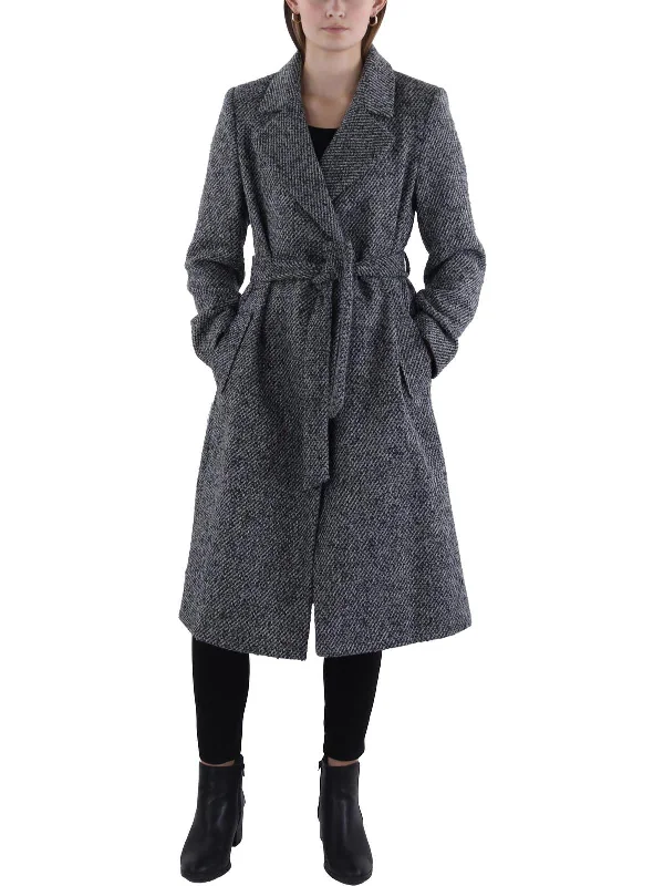 women's waterproof raincoat -Womens Wool Blend Long Wrap Coat