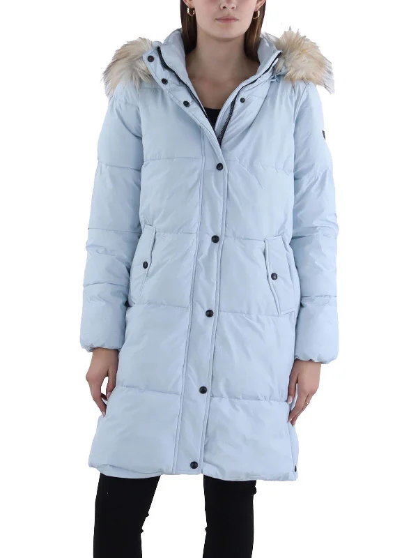 ladies' fleece zip-up jacket -Womens Quilted Hooded Parka Coat