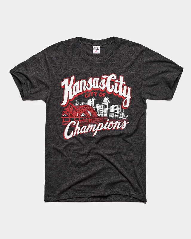 ladies' floral print top -Kansas City of Champions Black T-Shirt