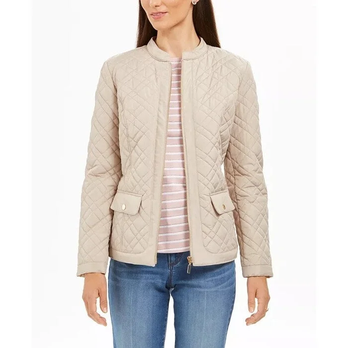 stylish fleece-lined coat for women -Charter Club Women's Quilted Jacket Lt Beige Size Petite Small - Petite Small