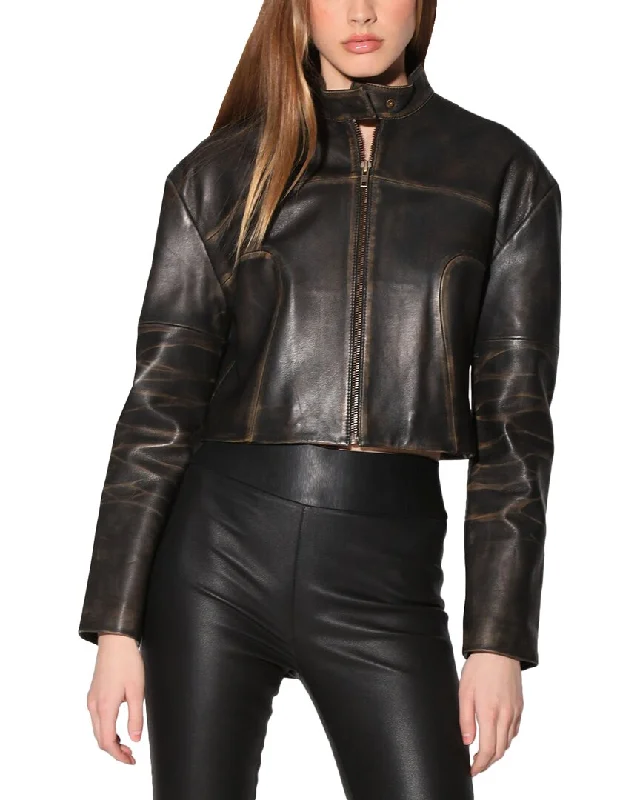 cozy teddy coat for ladies -Walter Baker Shayleigh Leather Jacket