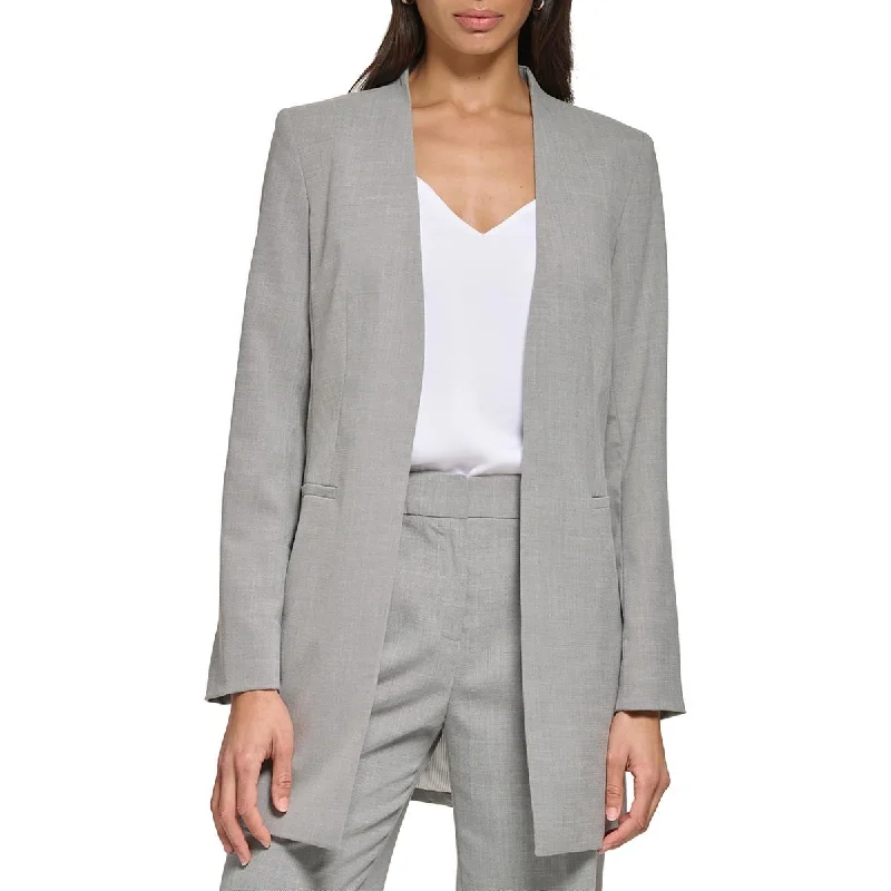 casual coats for women -Calvin Klein Womens Collarless Business Open-Front Blazer