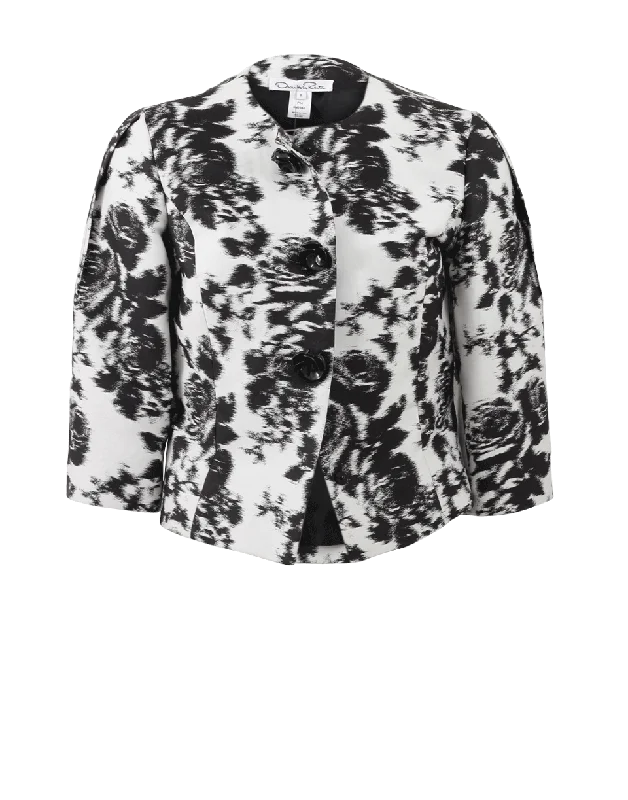 women's cropped bomber jacket -Floral Crop Jacket