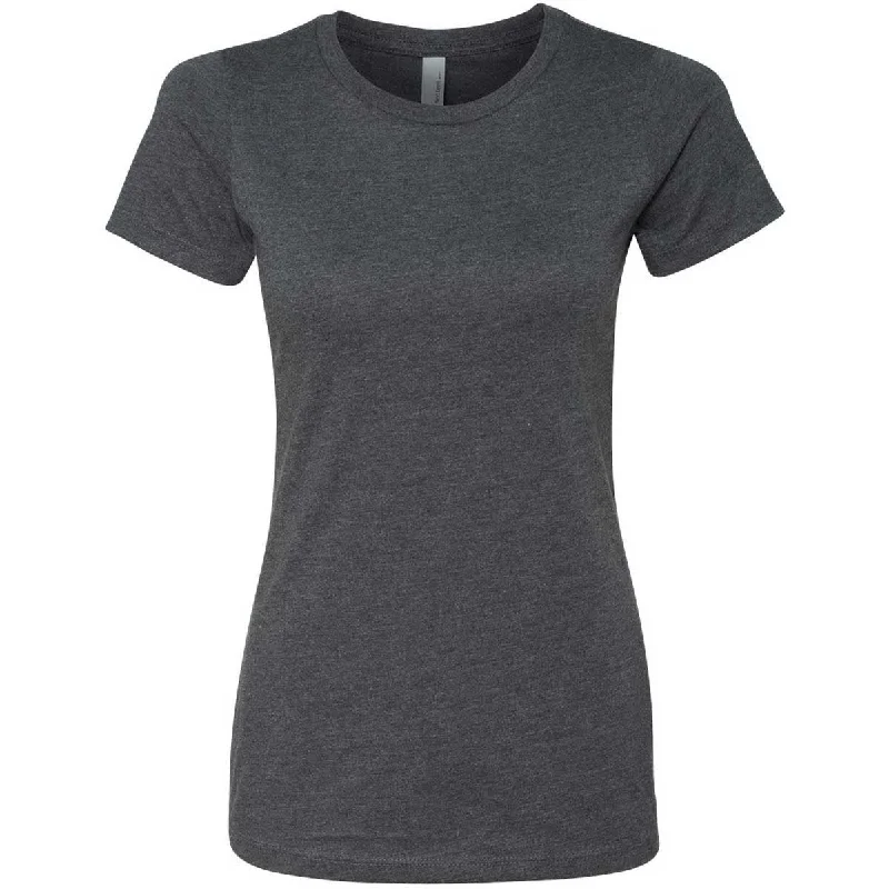 trendy drawstring hem top for ladies -Next Level Women's Charcoal CVC Crew Tee