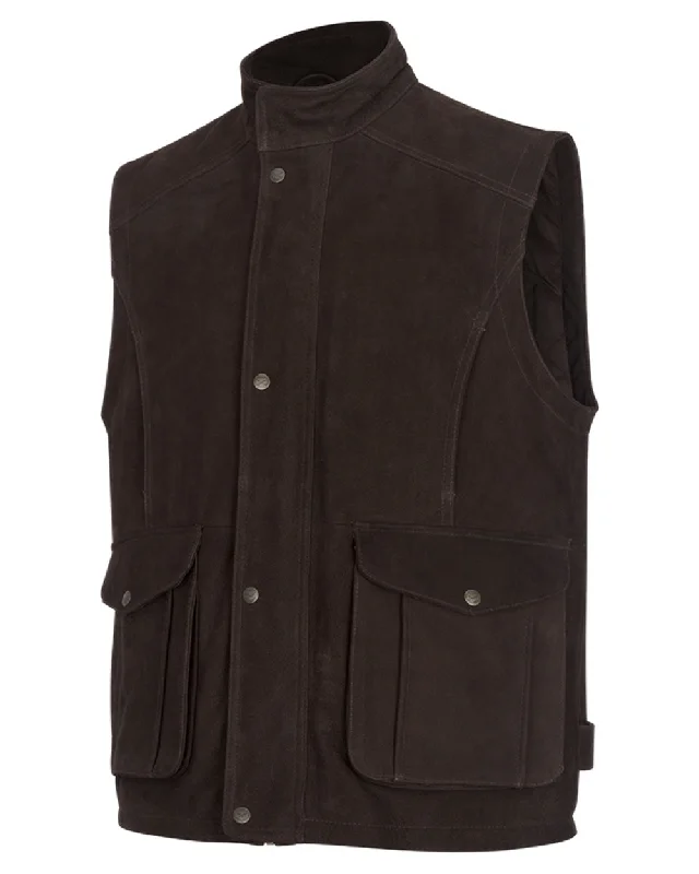 warm shearling coat for women -Hoggs of Fife Lomond II Leather Waistcoat