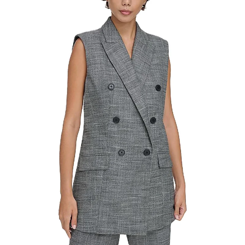 ladies' designer overcoat -Calvin Klein Womens Slub Business Double-Breasted Blazer