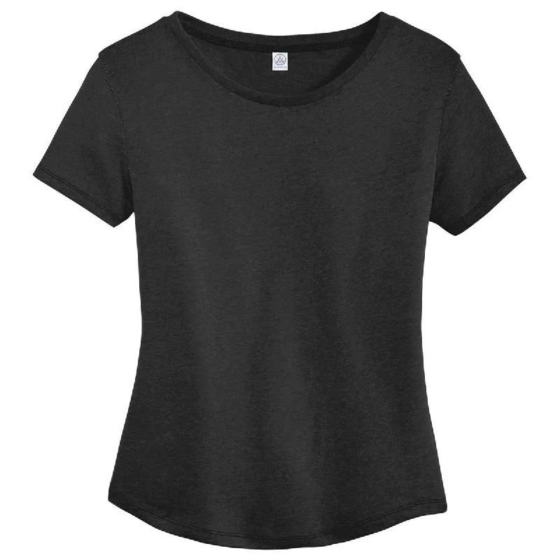 trendy puff sleeve crop top for ladies -Alternative Women's Black Backstage Vintage 50/50 Tee