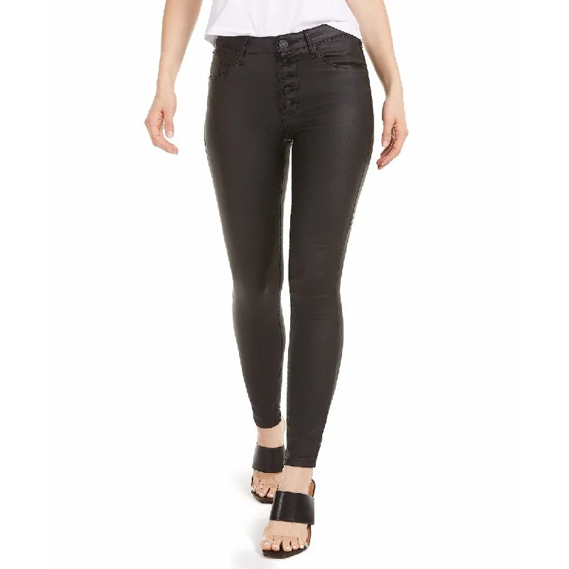 ladies' ankle-length skinny jeans -Sts Blue Women's Ellie High-Rise Button-Fly Coated Skinny Jeans Black Size 32