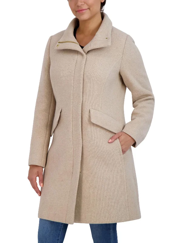 luxury faux fur coat for women -Womens Wool Blend Woven Wool Coat