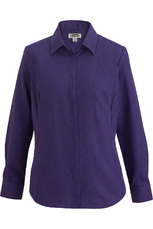 chic layered ruffle top for ladies -Ladies' Purple Café Batiste Blouse