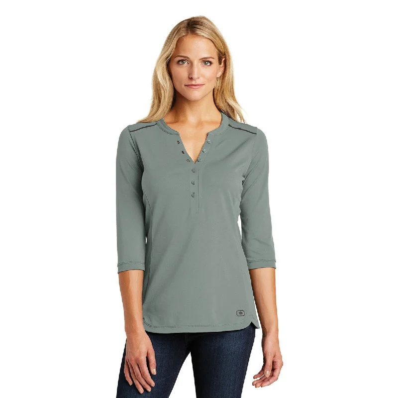 stylish smocked top for ladies -OGIO Women's Rogue Grey Fuse Henley