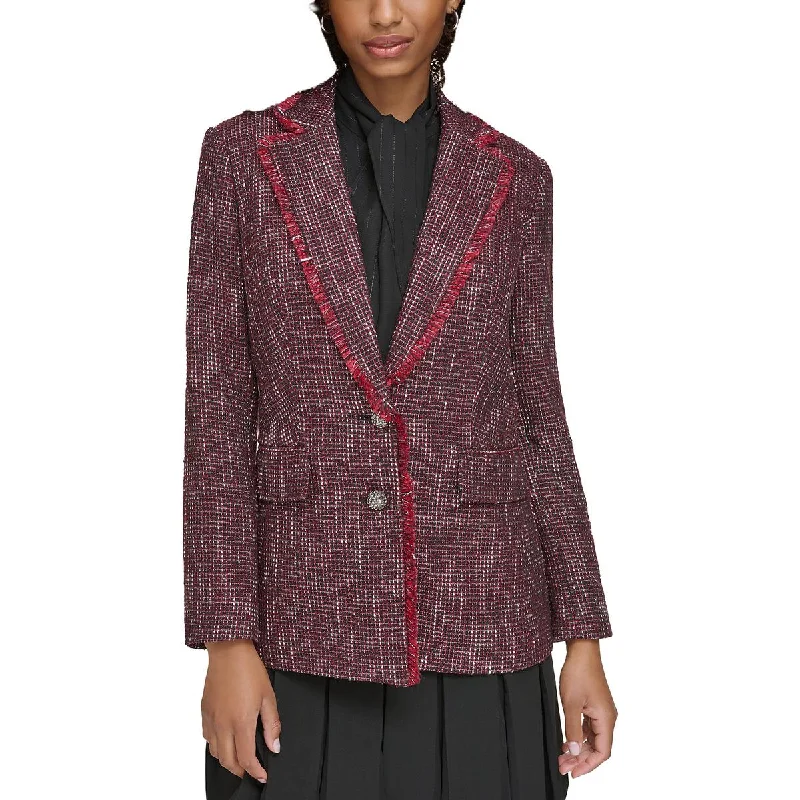 luxury designer winter coat for women -Karl Lagerfeld Womens Tweed Two-Button Blazer