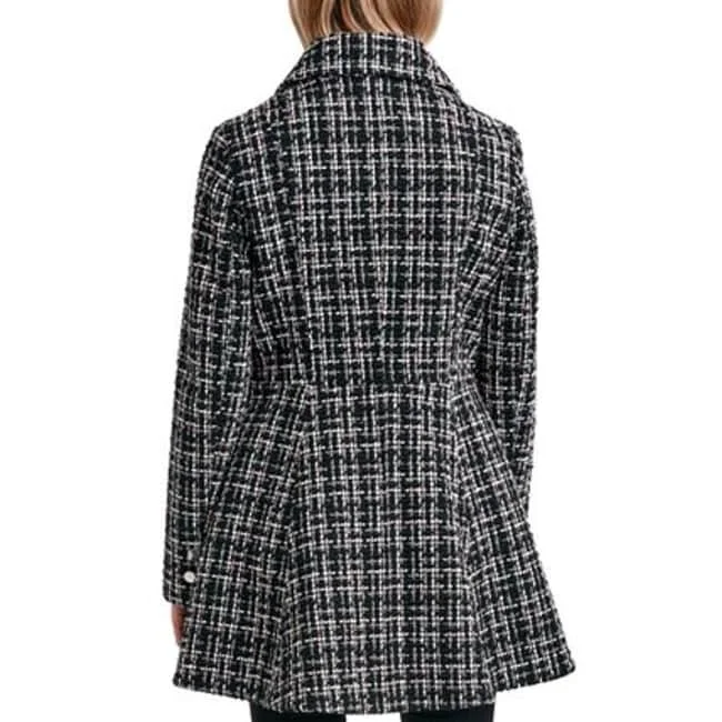 women's waterproof raincoat -Laundry By Shelli Segal Women's Single Breasted Skirted Tweed Coat Black Size Xx-Small