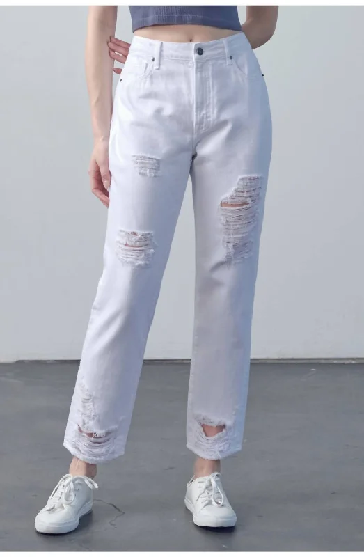 ultra-lightweight summer jeans for women -Tracey High Rise Straight Jean In White