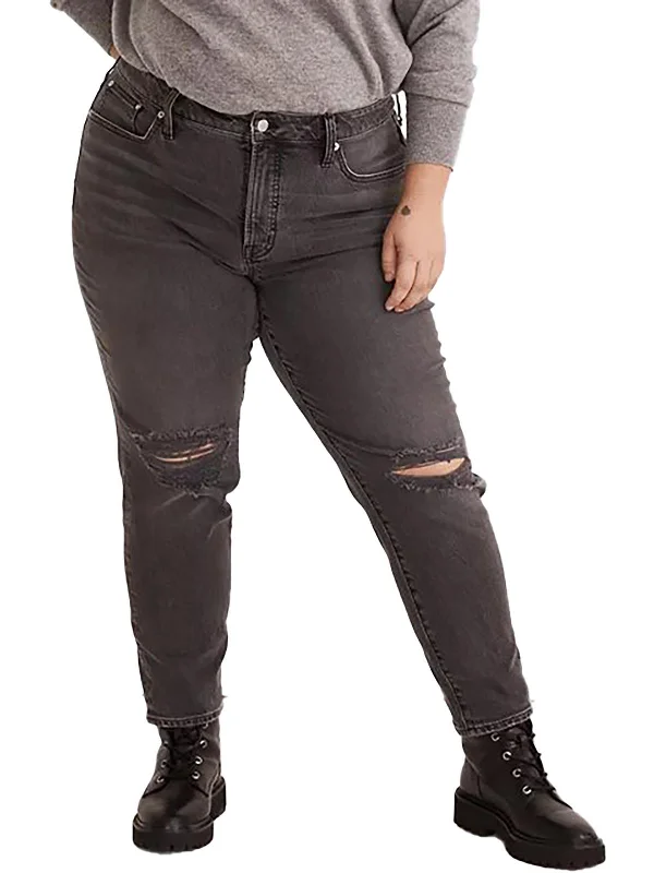 women's ultra-soft jegging jeans -Plus Womens High-Rise Destroyed Skinny Jeans