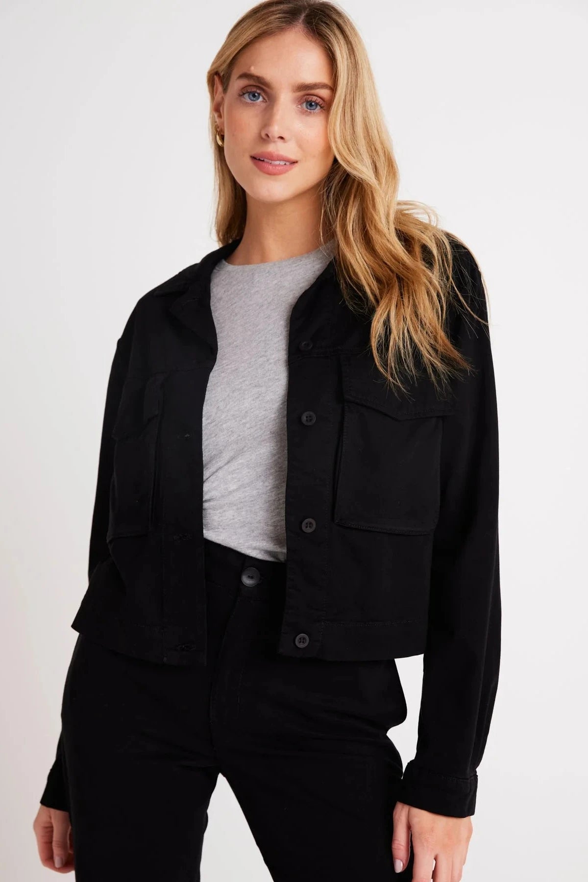 ladies' designer overcoat -Bella Dahl Madison Flap Pocket Jacket