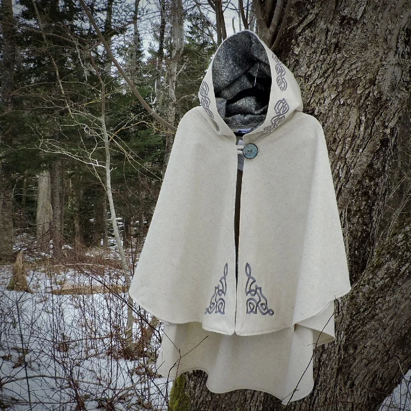 women's cropped bomber jacket -Celtic Knots on Oatmeal Melton