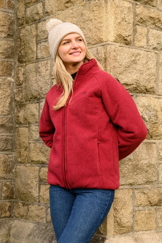 trendy gathered sleeve top for ladies -Avon Waterproof Fleece - Maroon