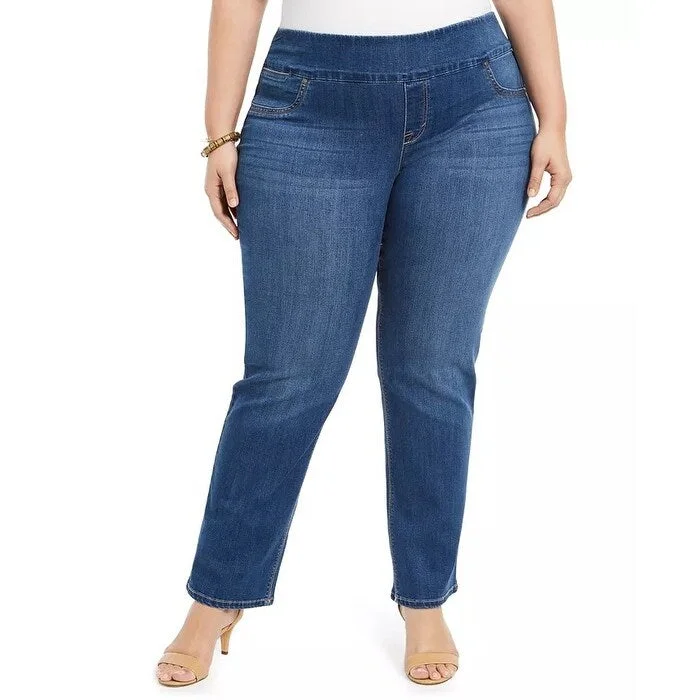 ripped straight-leg jeans for women -Style & Co Women's Plus Size Ella Straight-Leg Jeans Dark Blue Size Petite Small - Petite Small