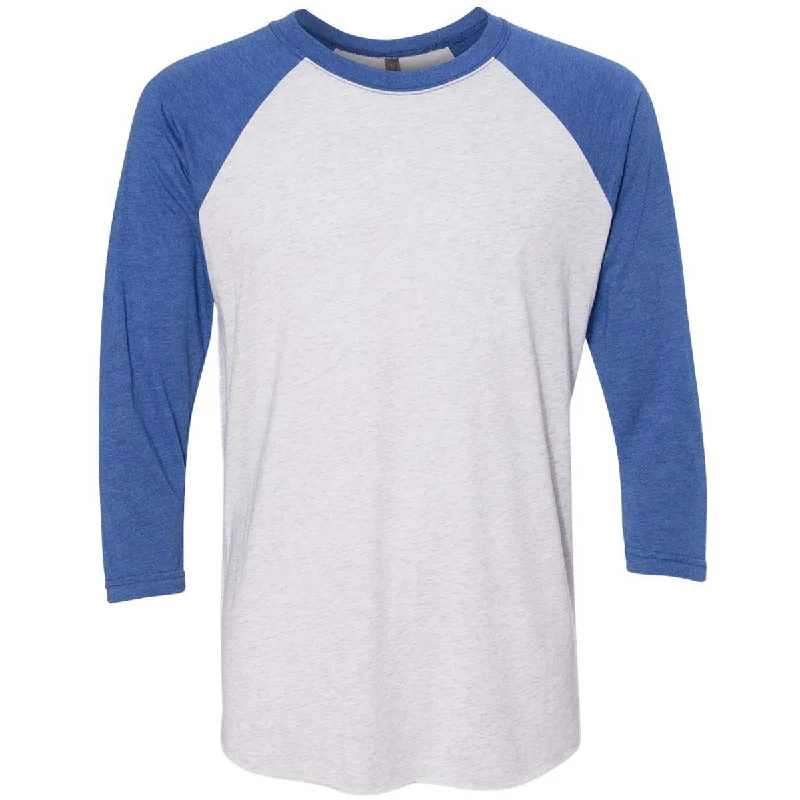 ladies' casual tunic top -Next Level Unisex Vintage Royal/Heather White Triblend 3/4-Sleeve Raglan Tee