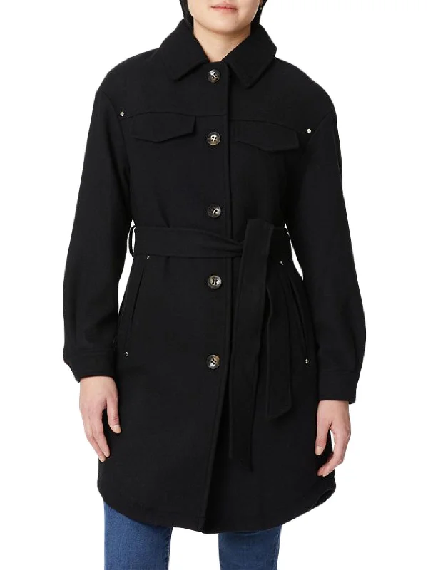 casual oversized shacket for women -Womens Belted Warm Wool Coat