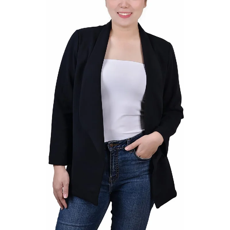 women's casual denim jacket -NY Collection Womens Petites Ponte Solid Open-Front Blazer