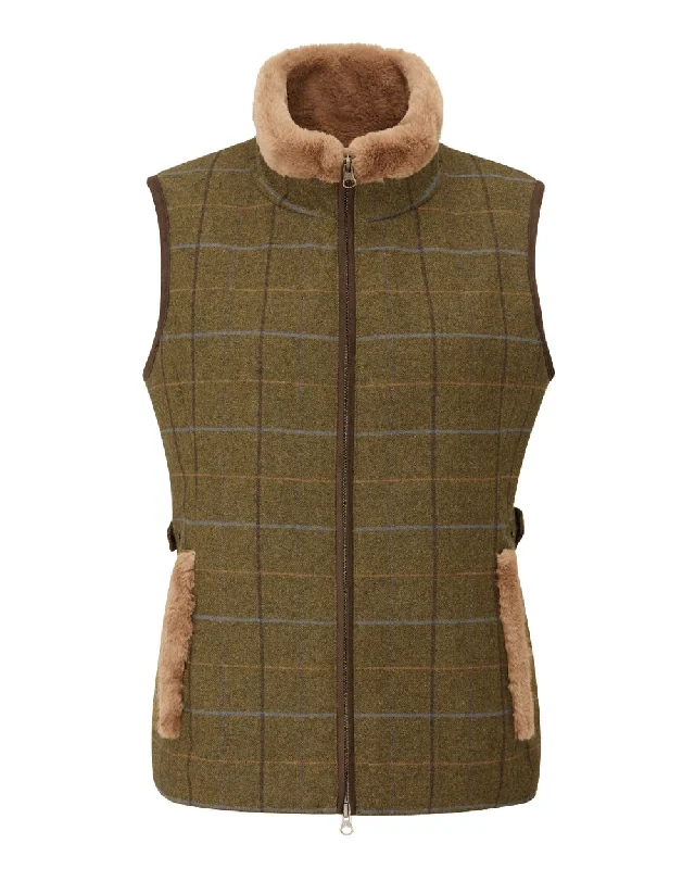 fashionable metallic puffer jacket for women -Alan Paine Combrook Tweed Ladies Gilet